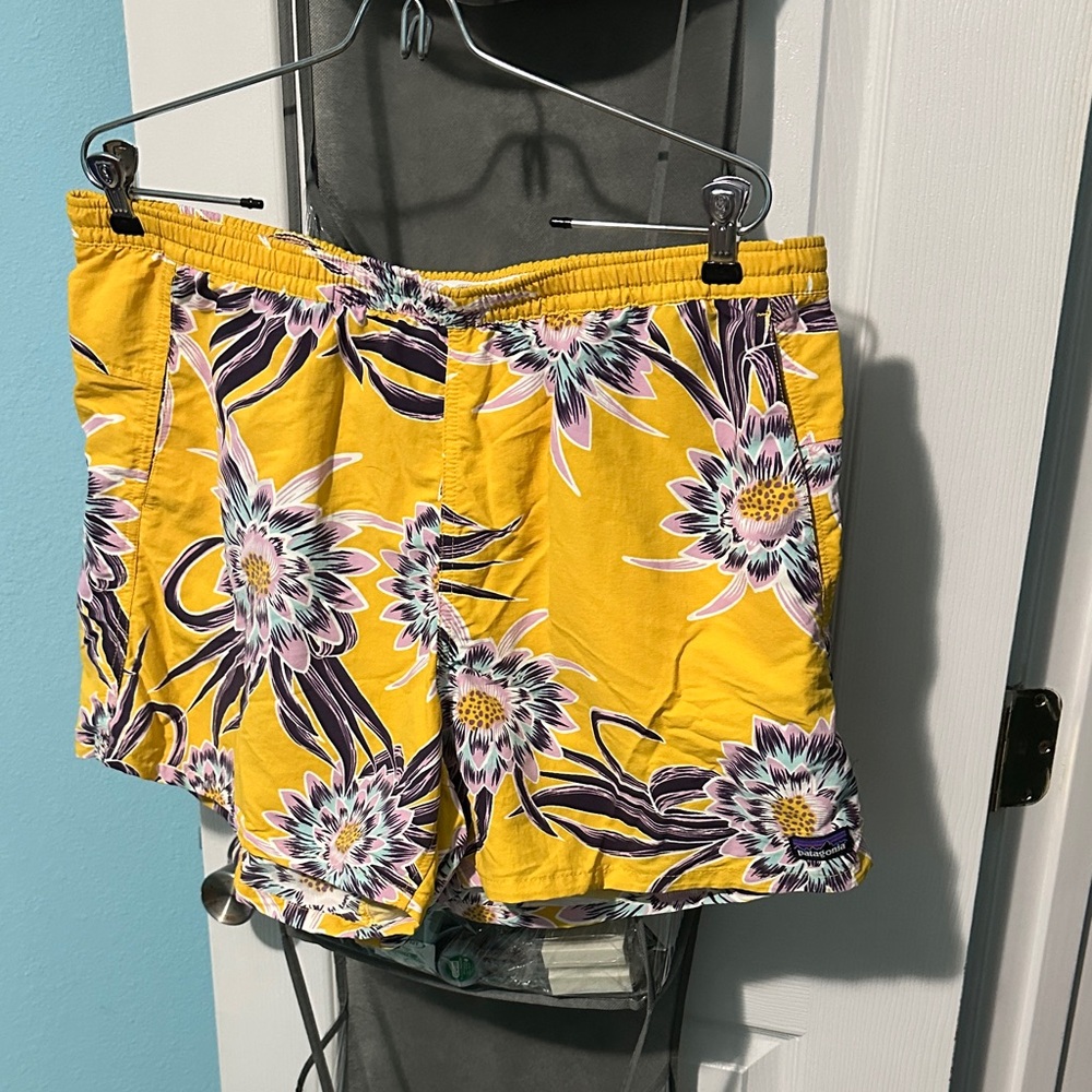 Patagonia Yellow Floral High Waist Shorts